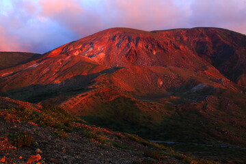 Fototapeta premium 赤く染まった山