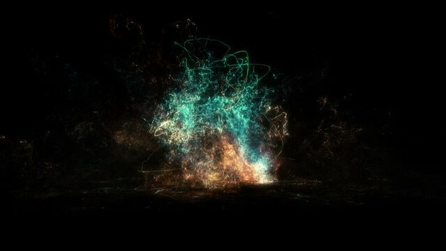 3d Animation of particles colliding at light speeds in a collider accelerator