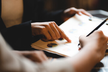 business approve and certificate concept, confirmation of business marketing document permit and certified stamping, signing on business partner paper to success, or concept of attorney and insurance