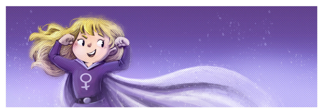 Ilustraci&oacute;n de ni&ntilde;a superh&eacute;roe feminista