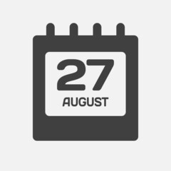 Icon day date 27 August, template calendar page