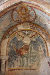 Fototapeta na wymiar Fragment of the antique fresco in 