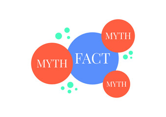 Fact and myth around balance and compare vector concept. Truth vs fiction round bubble isolated on white background. Flat design illustration.