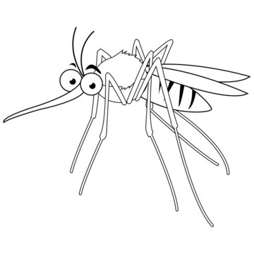 recommend clip art: Cartoon mosquito. Vector black and white coloring page