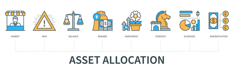 Asset allocation infographics in minimal flat line style