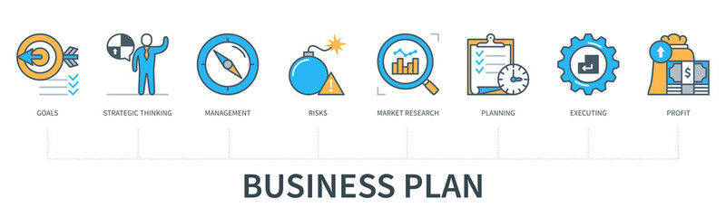 Business plan infographics in minimal flat line style
