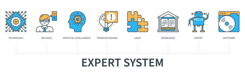 Expert system infographics in minimal flat line style