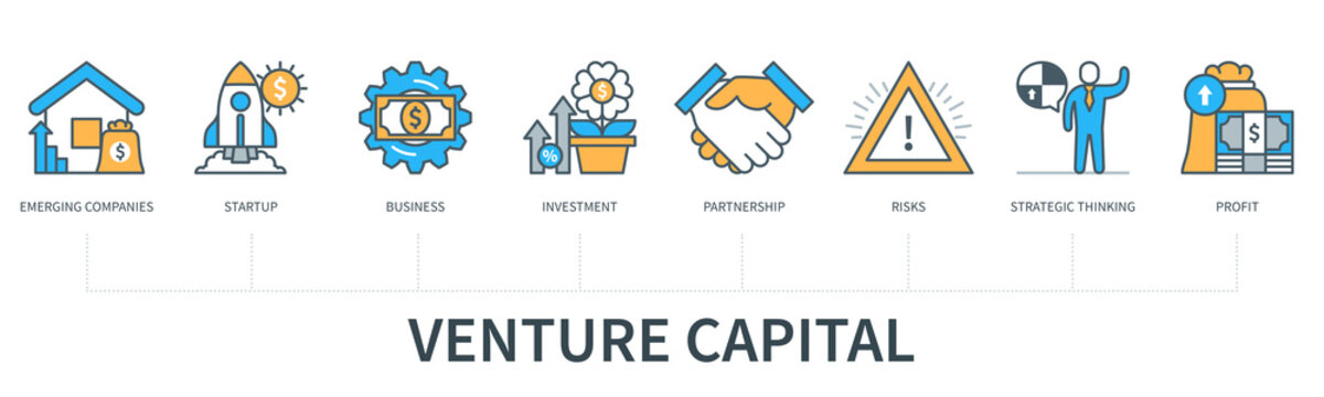 Venture capital infographics in minimal flat line style