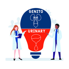 GU - Genitourinary acronym. medical concept background.  vector illustration concept with keywords and icons. lettering illustration with icons for web banner, flyer, landing 