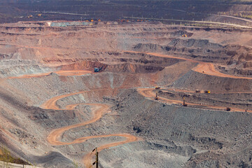 Kursk magnetic anomaly. Large quarry for the extraction of iron ore near the city of Zheleznogorsk....