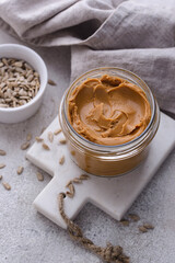 Sunflower butter or sunbutter. Hypoallergenic spread