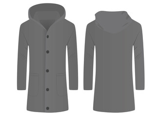 Grey  overcoat jacket. vector illustration