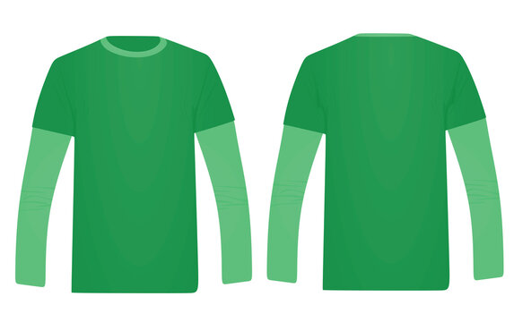 Long Sleeve Green T Shirt. Vector Illustration