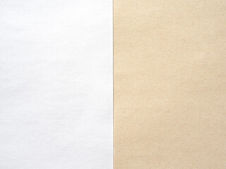 Import substitution, office paper without bleaching in comparison with ordinary white of high quality. Flat lay, copy space.