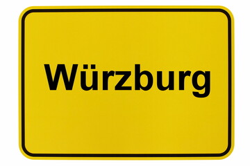 Illustration eines Ortsschildes der Stadt Würzburg - obrazy, fototapety, plakaty