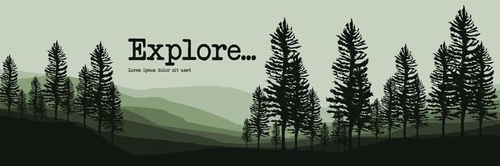 sillhouette of mountain landscape flat design vector illustration good for web banner, ads banner, tourism banner, wallpaper, background template, and adventure design backdrop