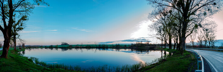 Reservoir near the road, picturesque landscapes