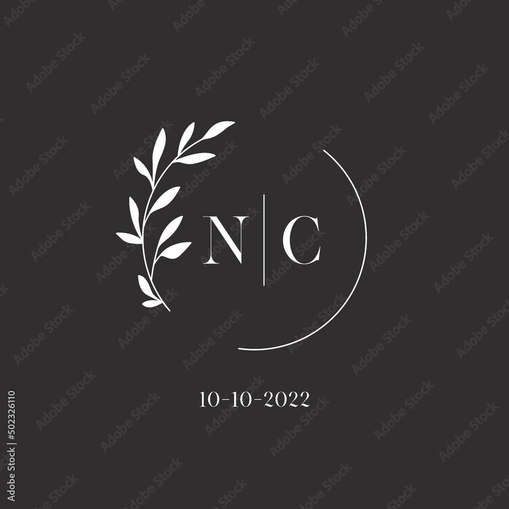 Wall mural letter nc wedding monogram logo design template