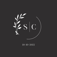 Letter SC wedding monogram logo design template