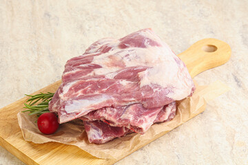 Raw pork ribs for cooking