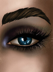 Beautiful female eye with makeup. Fashion and style, vector illustration.
