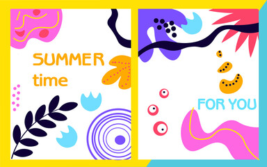 Fototapeta na wymiar Summertime templates. Trendy banner design. Abstract geometric background.