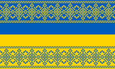 Ukrainian ornament frame in the national colors of the flag of Ukraine