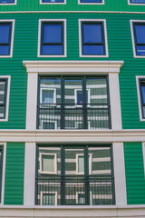 Obraz premium Modern designed block buildings with colorful wall in Zaandam, Netherlands