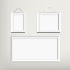 Photo frame on colour white wall