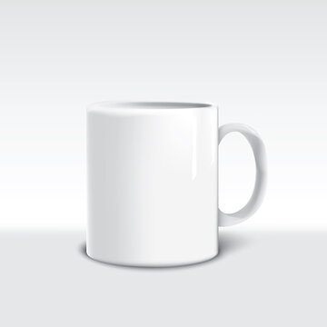 White coffee cup on gray background