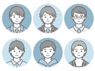 若い男性の丸アイコンセット