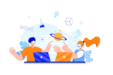 Virtual Reality Illustration concept. Flat illustration isolated on white background