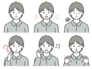 若い男性の色々な表情