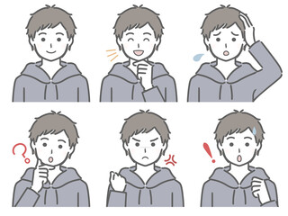 若い男性の色々な表情