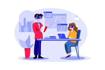 Virtual Reality Illustration concept. Flat illustration isolated on white background