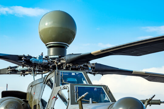 ZHUKOVSKY, MOSCOW - AUG 26, 2015: Training and combat helicopter Mi-28, called "Night Hunter", which has a dual piloting system. Control of the machine can take on a second crew member