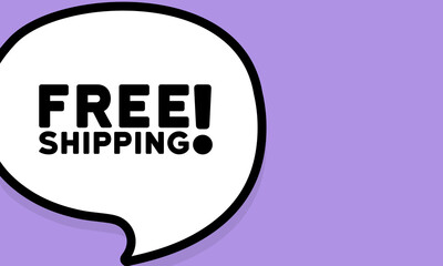 Speech bubble with free shipping text. Boom retro comic style. Pop art style. Vector line icon for Business and Advertising