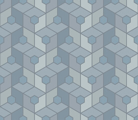 Japanese Gray Cube Vector Seamless Pattern