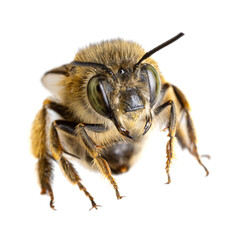 insects of europe - bees: macro of female Anthophora crinipes (Pelzbienen)  isolated on white background - head view