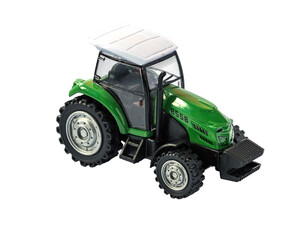 Green tractor toy isolated on white background