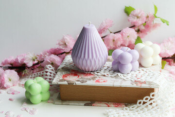 set of handmade soy candles. interior candles made of natural soy wax