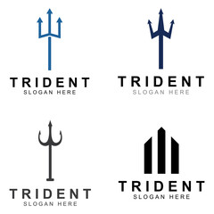 Trident logo using a design concept vector illustration template.