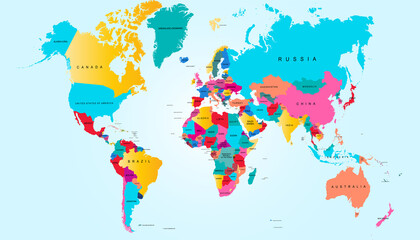 World map. Color vector modern.	
