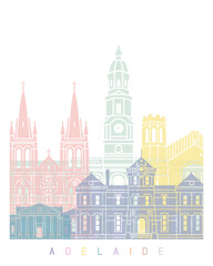 Naklejka premium ADELAIDE SKYLINE POSTER PASTEL