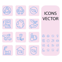 Ecology icons set . Ecology pack symbol vector elements for infographic web