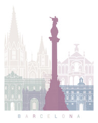 Obraz premium BARCELONA SKYLINE POSTER PASTEL