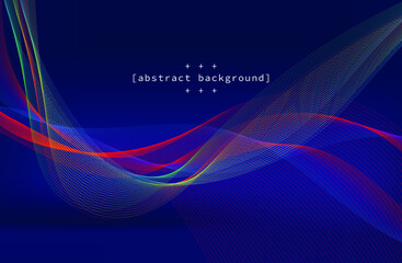 abstract neon flow line with twisted and curve on navy blue background use for product label technology company presentation or advertisement vector eps.