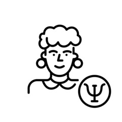 Psychotherapist mental health professional. Pixel perfect, editable stroke line art icon