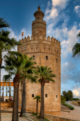 Fototapeta na wymiar Torre del Oro on the shores of the Guadalquivir river, Seville, Spain.