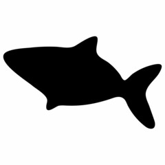 Fish Silhouette Illustration Isolated on White Background. Vector Black Fish Illustration.